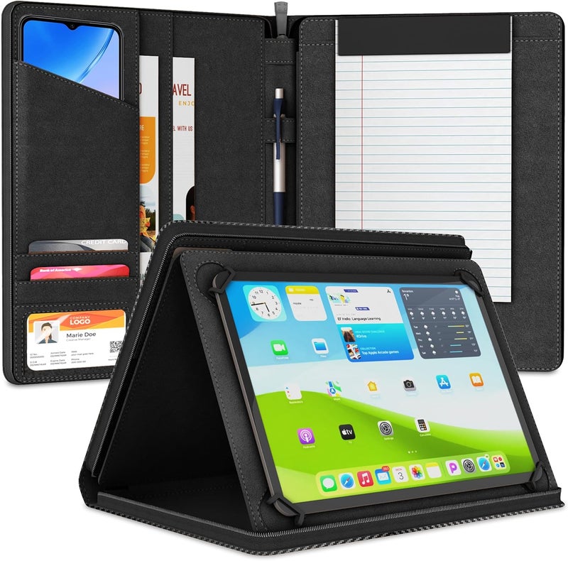 KHOMO Universal Padfolio Case – Tablet Portfolio Organizer with Notepad Holder – Compatible with iPad 10th 11th Gen, iPad Pro 11, iPad 7 8 9 10.2 10.9 and 9.7 inches - Image 1